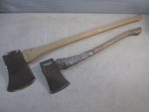 (F-2) 2 Axes with Wood Handles