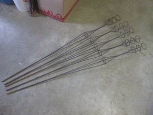 (BS) 5 Vintage Wrought Iron Tiki Torch Holders - 5-Feet Tall