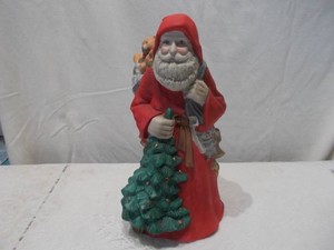 Musical Santa Claus Figurine Holding Tree with Toy Sack
