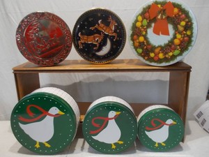 Assorted Vintage Round Christmas Tin and Cookie Tin Lot