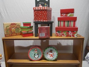 Assorted Christmas Decorative Gift Boxes, Nesting Containers & Holiday Decor Lot