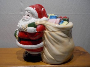 Vintage Ceramic Santa Claus with Sack of Gifts Cookie Jar