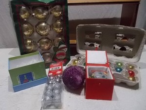 Vintage Pyramid & Coby Gold Glass Christmas Ornaments & Holiday Decor Lot
