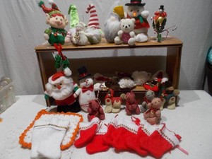 Vintage Handmade Christmas Stockings & Holiday Plush Toy Decor Lot