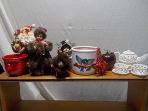 Vintage Mixed Christmas Holiday Decor Lot with Santa, Snowman, Bird Canister & Teapot Set