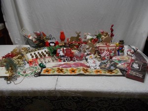 Vintage Christmas Holiday Decor Lot with Assorted Plush Toys, Stockings & Festive Collectibles