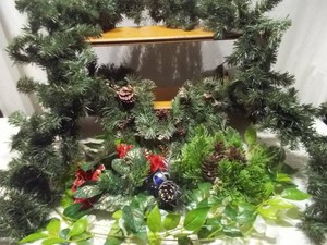 Vintage Artificial Christmas Holiday Greenery Garland & Swag Lot with Pinecones & Berries