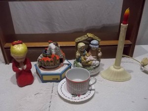 Vintage Christmas Holiday Decor Lot with Animated Village, Nativity & Collectibles