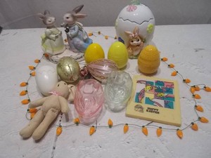 Vintage Easter Bunny Figurines, Decorative Eggs & Spring Decor Lot
