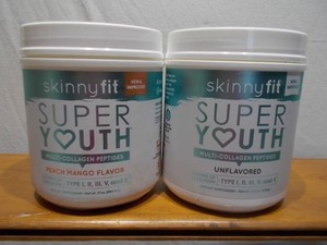 SkinnyFit Super Youth Multi-Collagen Peptides Lot  Unflavored & Peach Mango Tubs
