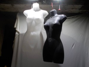 Set of 2 Female Mannequin Display Torsos - Black & White Retail Forms