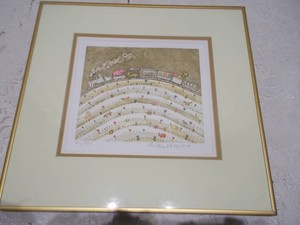 Vintage Christine Chagnoux Signed Whimsical Animal Train Art Print