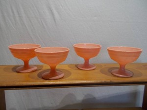 Set of 4 Vintage Pink Depression Glass Footed Sherbet  Dessert Dishes