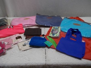 Assorted Reusable Tote Bags, Leather Portfolios & Owl Phone Wallet Lot
