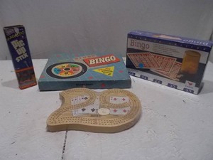Vintage 29 Cribbage Board & Vintage Bingo Game Set Lot
