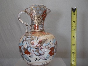 Vintage Japanese Imari Style Porcelain Pitcher  Ewer Vase
