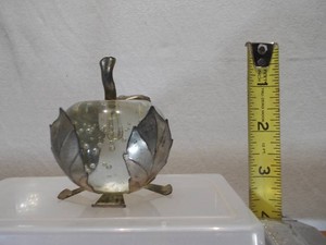 Vintage Silver Mercury Glass Apple Figurine  Paperweight with Metal Feet
