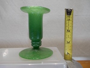 Vintage Green Glass Pedestal Taper Candlestick Holder