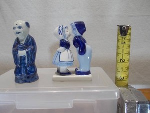 Vintage Blue & White Delft-Style Ceramic Figurine Lot