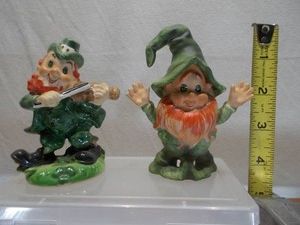 Vintage Lefton Ceramic Gnome  Elf Musician Figurines