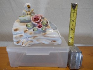 Vintage Ceramic Log Planter with Floral Accents
