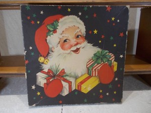 Vintage-Style Santa Claus Christmas Gift Box & Wrapping Ensemble