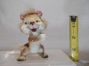 Vintage Mid-Century Kitsch Ceramic Lion Figurine with Fluffy Mane