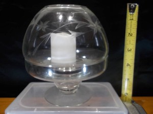 Vintage 2-Piece Etched Floral Glass Candle Holder (Approx. 5.5 Tall)  Description