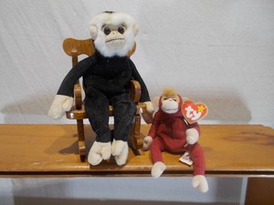 3-Piece Plush Monkey Lot - Dakin Gorilla, Ty Beanie Babies Schweetheart & Doll Rocking Chair