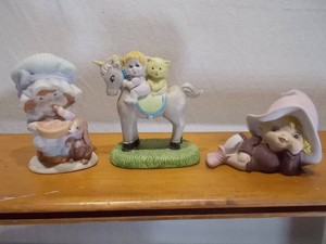 Title Options  Lot of 3 Vintage Bisque Porcelain Figurines - Homco #5213 Girl, Child on Unicorn & Chef