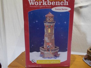 Vintage Ceramic Christmas Village Lighthouse Lighted Building