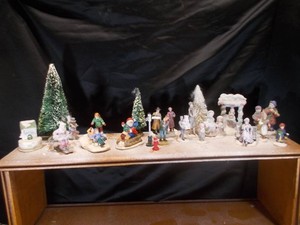 Vintage Ceramic Christmas Village Figurine Collection Lot - Carolers & Accessories