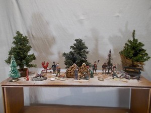 Vintage Ceramic Christmas Village Winter Town Square Figurine Lot