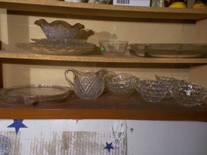 Vintage Patterned Pressed Glass Tableware & Serving Lot