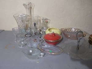 Vintage Patterned Pressed Glass Tableware & Serving Lot
