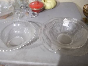 Vintage Patterned Pressed Glass Bowl & Serveware Lot