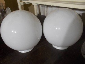 Vintage White Glass Globe Light Shades Pair