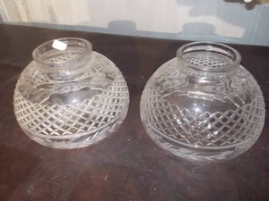 Vintage Clear Quilted Glass Lamp Shades Pair