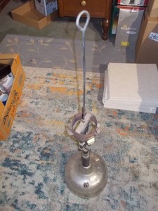 Vintage Handled Oil Lamp with Frosted Glass Font & Chimney