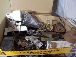 Vintage Desk Lamps & Mixed Hardware Box Lot