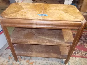 Vintage Inlaid Wood Two-Tier Side Table