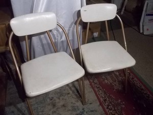 Set of White Padded Metal Folding Chairs