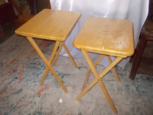 Set of Two Wooden Folding TV Trays