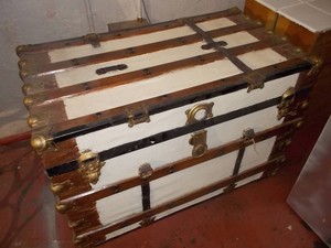 Vintage Flat-Top Steamer Trunk