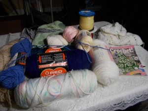 Mixed Lot of Crafting Supplies - Yarn, Thread & Crochet Magazine