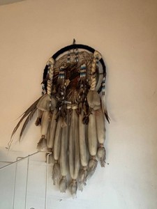 Beaded Feather Wall Hanging