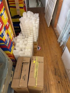 Assorted White Plastic Storage Bins Mixed Lot