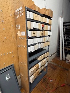 Steel Shelving Unit With Empty Storage Boxes - 36 X 12 X 75 in