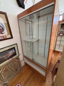 Wood-Finish Glass Display Case - 36 W X 16 D X 72 H