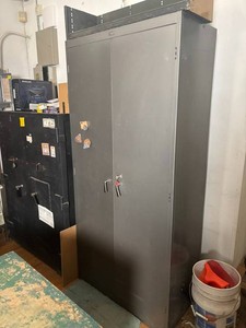 Metal Storage Cabinet With Office Supplies & Contents - 36 X 18 X 78 in